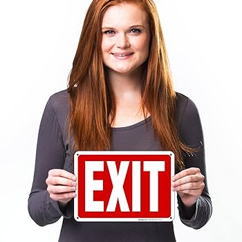 Exit Red Background Sign, 10x7 Inches, Rust Free .040